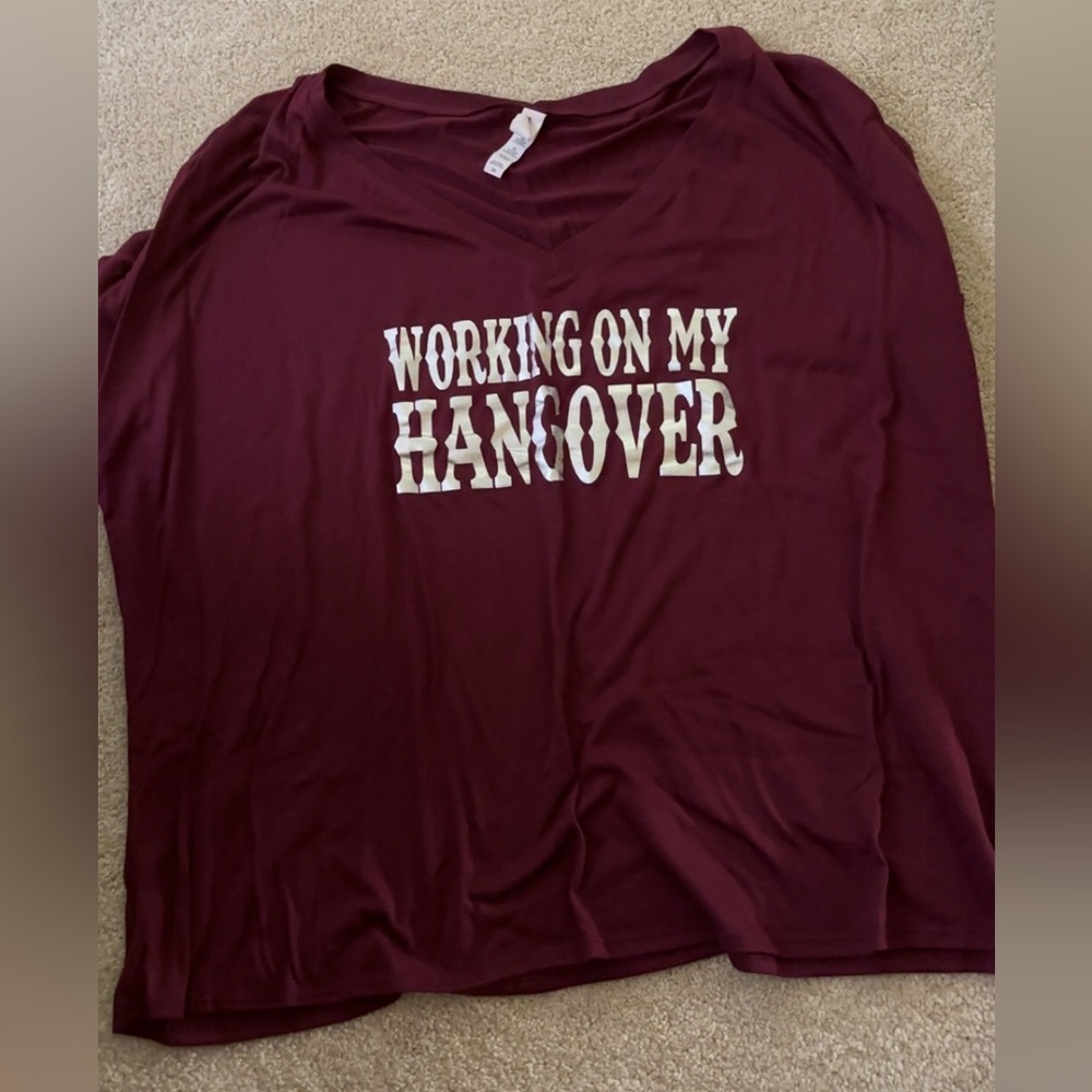 Maroon Graphic Tee with silver Text